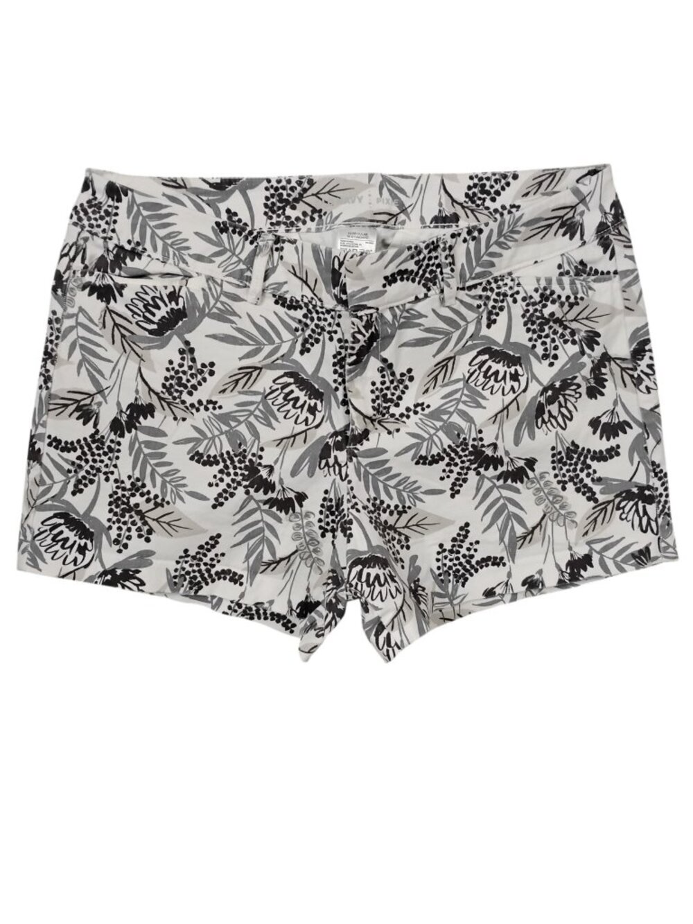 Old Navy Pixie Shorts Size 10 Reg Gray Floral Print Pockets Zipper Closure Flat